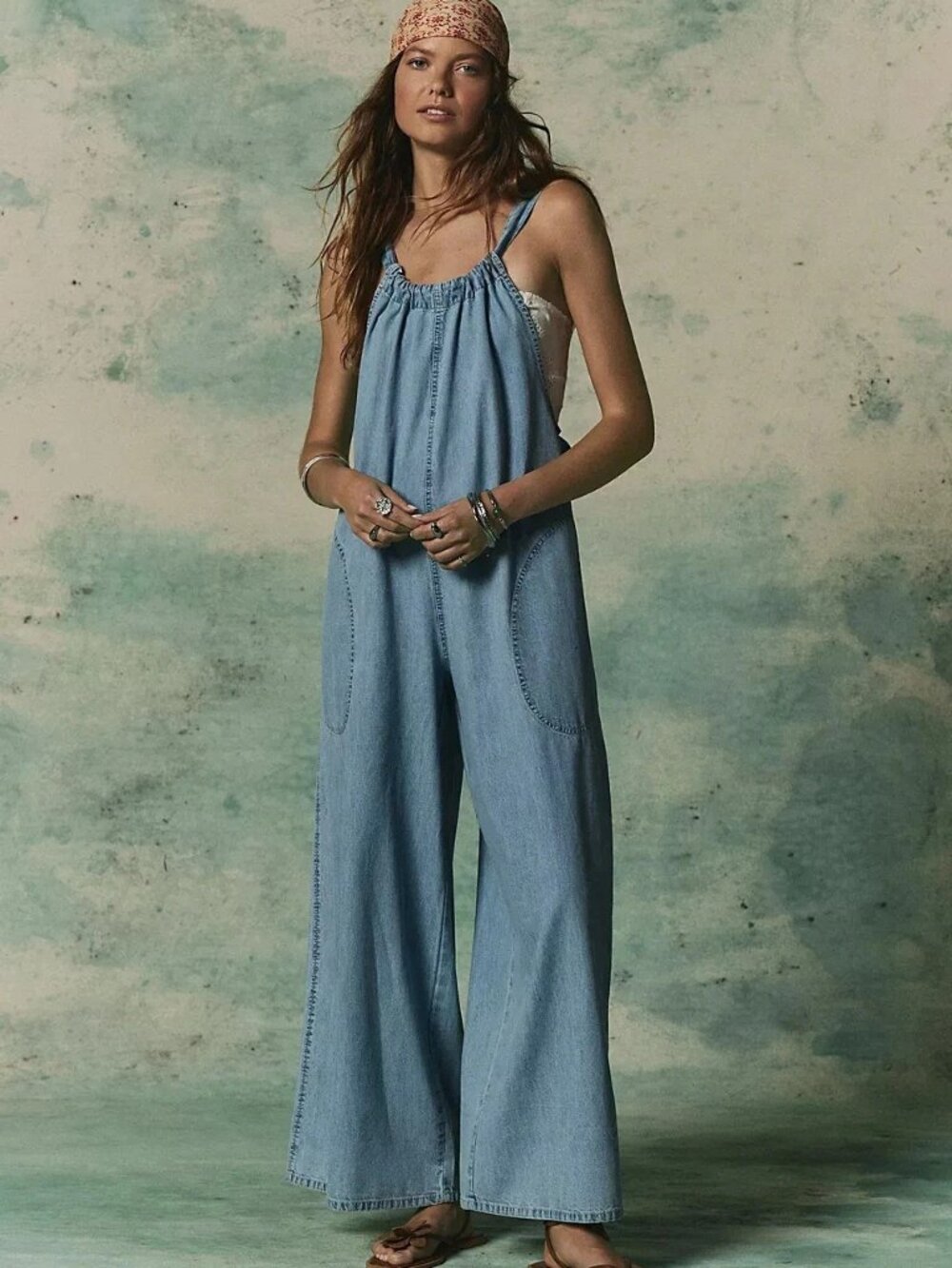 Free People We The Free Freebird Jumpsuit Dress Wide Leg Cotton Cozy S 290730